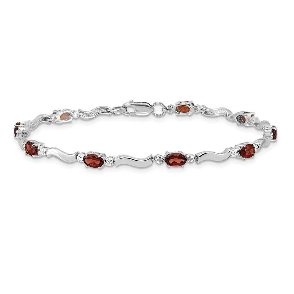 14k White Gold Fancy Diamond and Garnet Bracelet