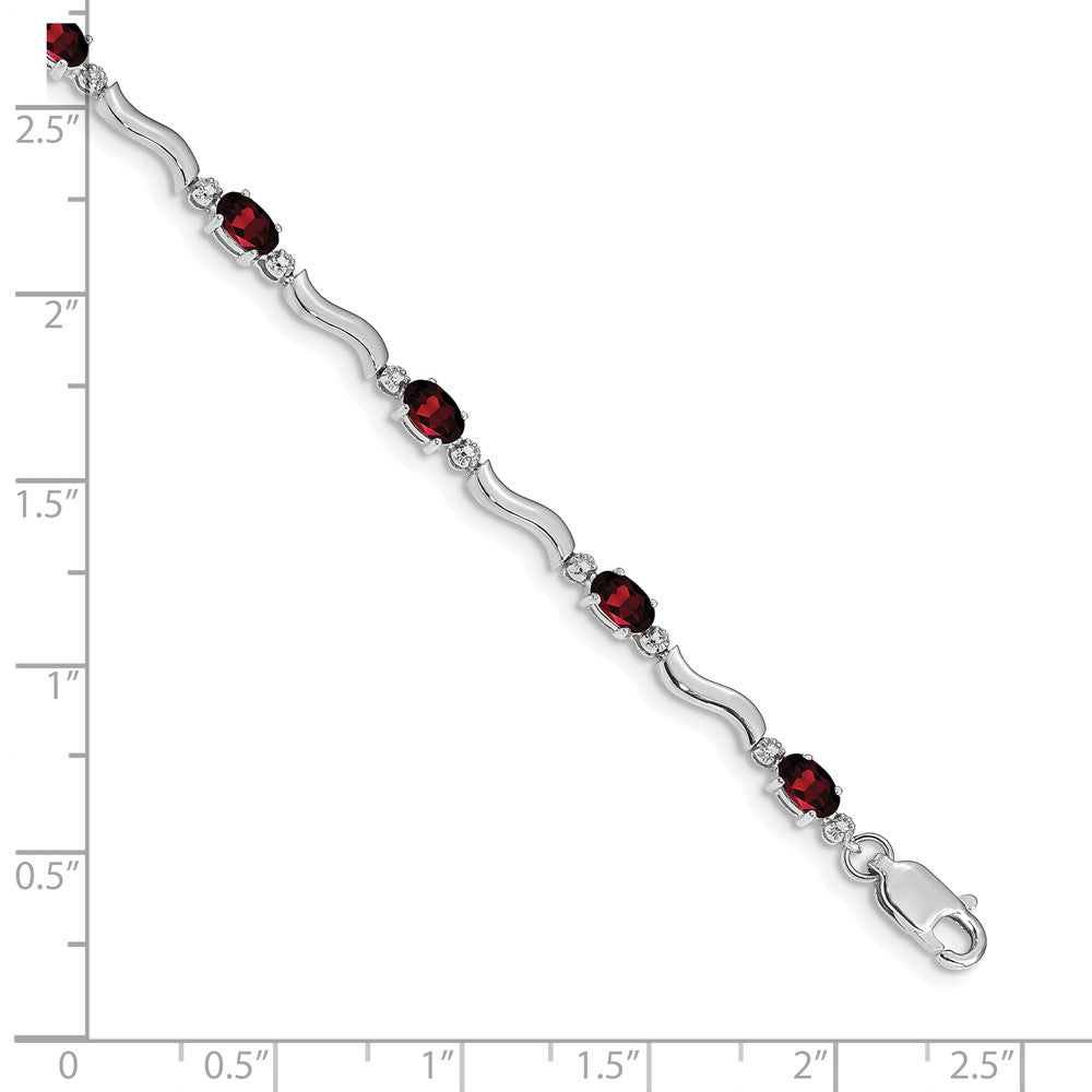 14k White Gold Fancy Diamond and Garnet Bracelet