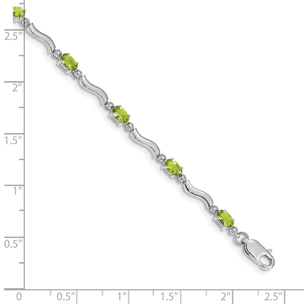 14k White Gold Fancy Diamond and Peridot Bracelet