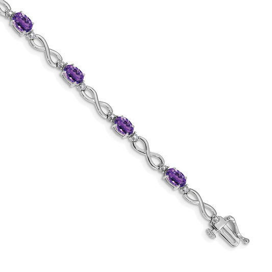 14k White Gold Amethyst and Diamond Infinity Bracelet