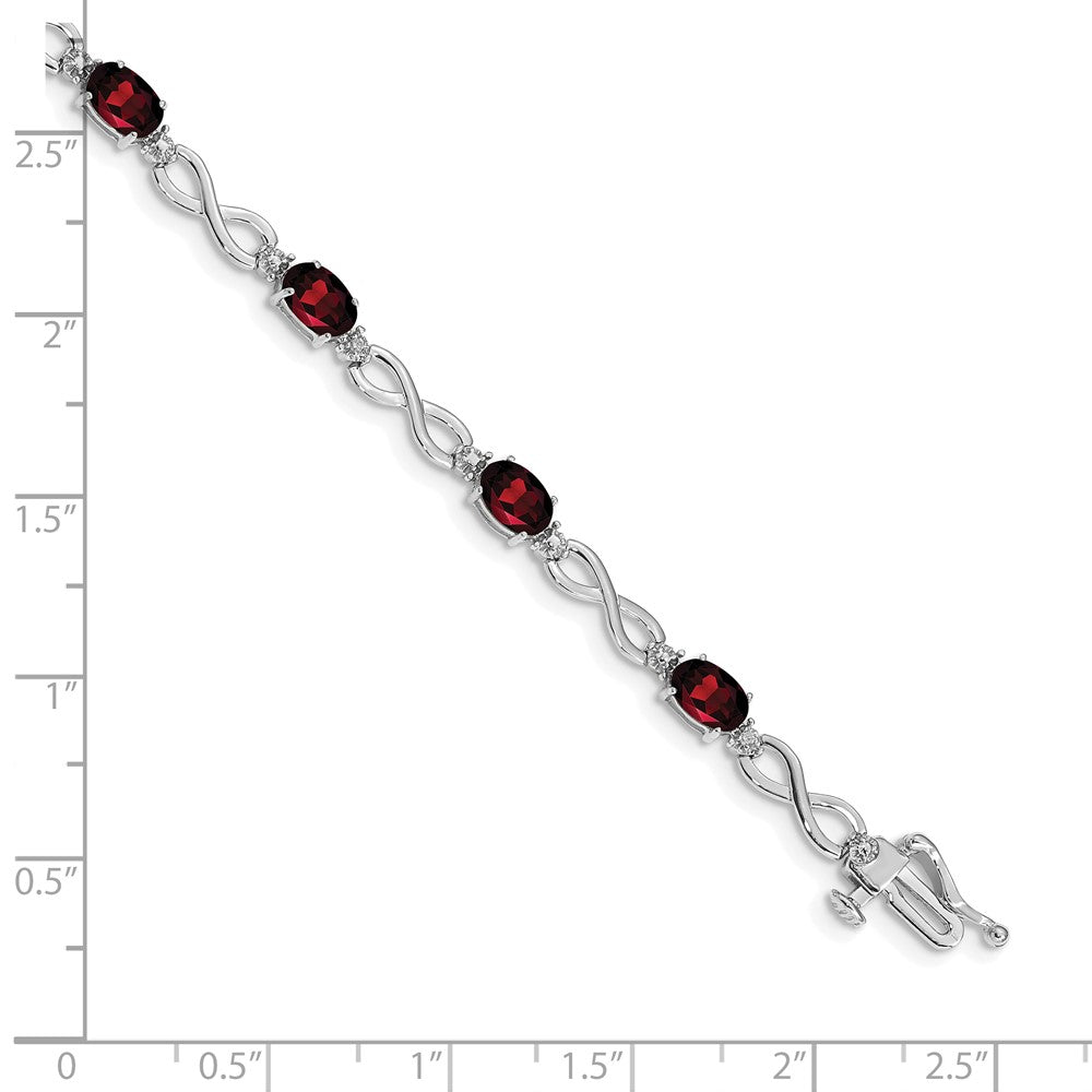 14k White Gold Garnet and Diamond Infinity Bracelet