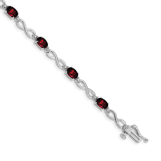 14k White Gold Garnet and Diamond Infinity Bracelet