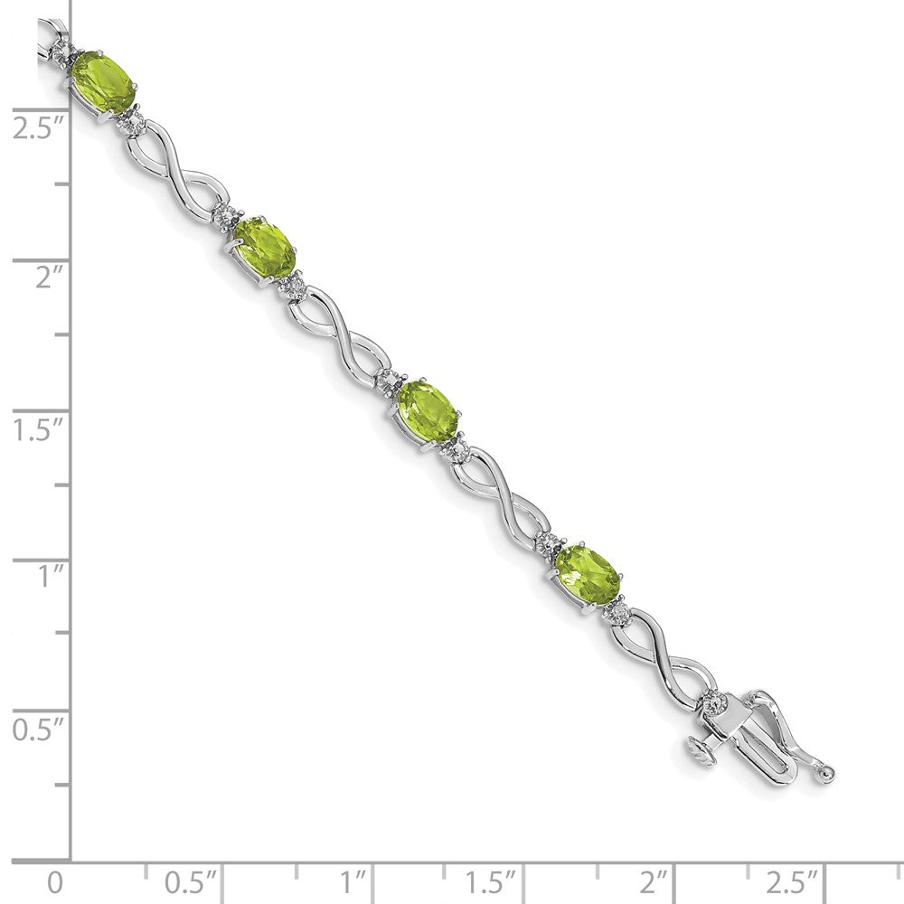 14k White Gold Peridot and Diamond Infinity Bracelet