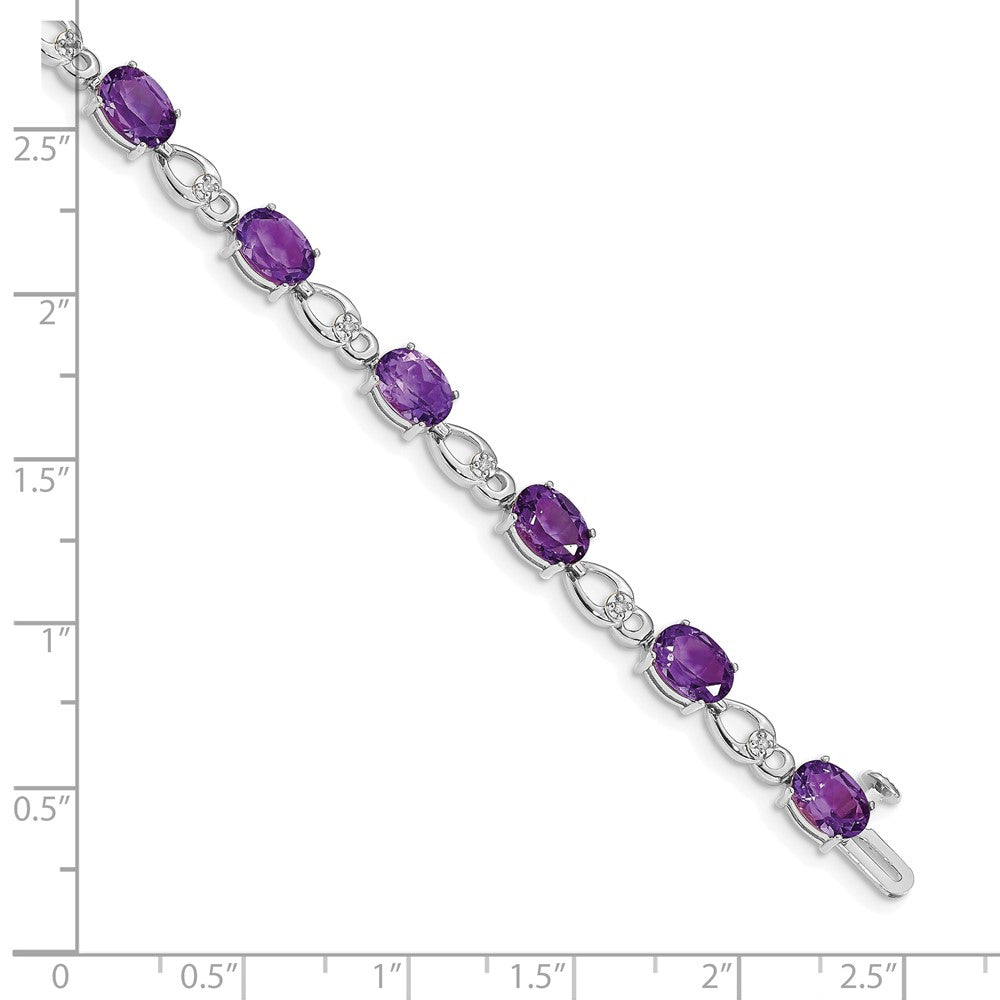 14k White Gold Amethyst and Diamond Bracelet