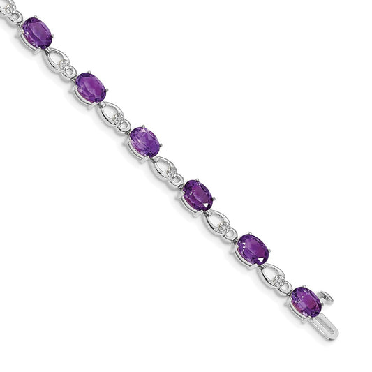 14k White Gold Amethyst and Diamond Bracelet