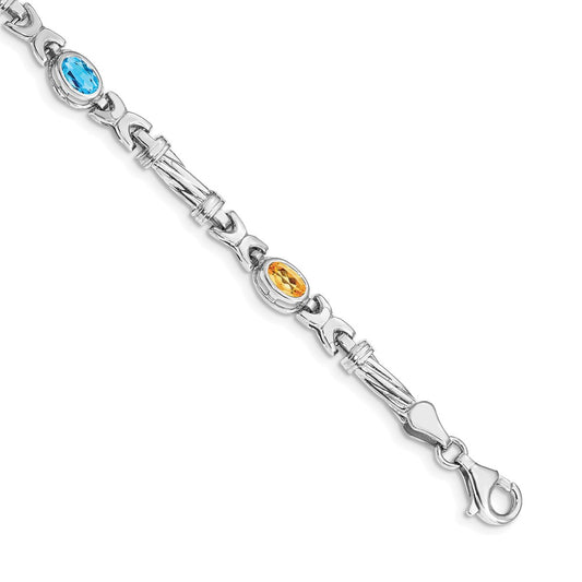 14k White Gold Rainbow Gemstone Bracelet