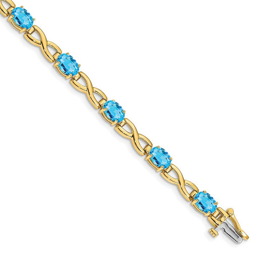 14k 7x5mm Oval Blue Topaz Bracelet