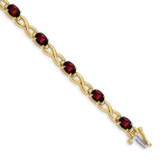 14k 7x5mm Oval Garnet Bracelet