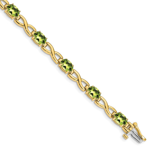 14k 7x5mm Oval Peridot Bracelet