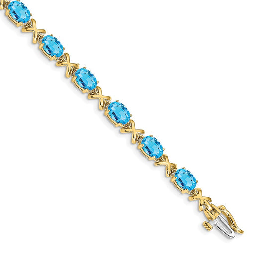 14k 7x5mm Oval Blue Topaz Bracelet