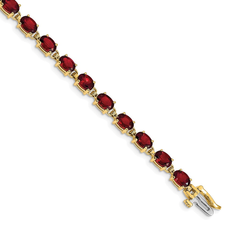 14k 6x4mm Oval Garnet Bracelet
