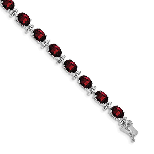 14k White Gold Garnet Bracelet