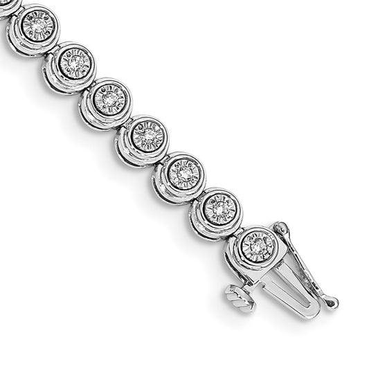 14k White Gold Diamond Circle Link Bracelet
