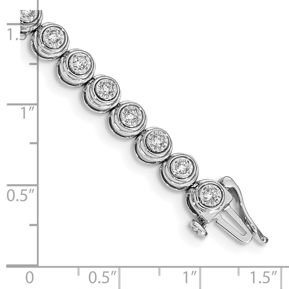 14k White Gold Diamond Circle Link Bracelet