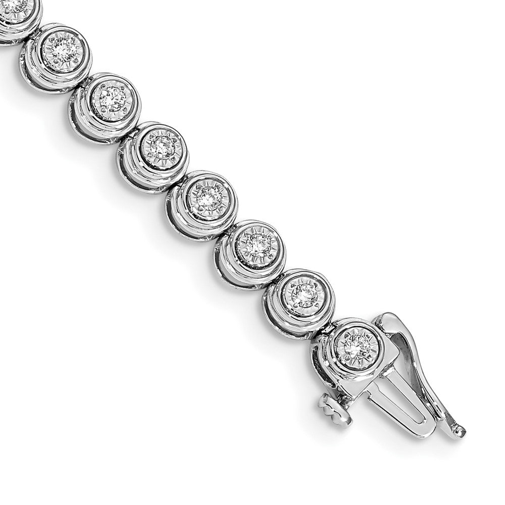 14k White Gold Diamond Circle Link Bracelet