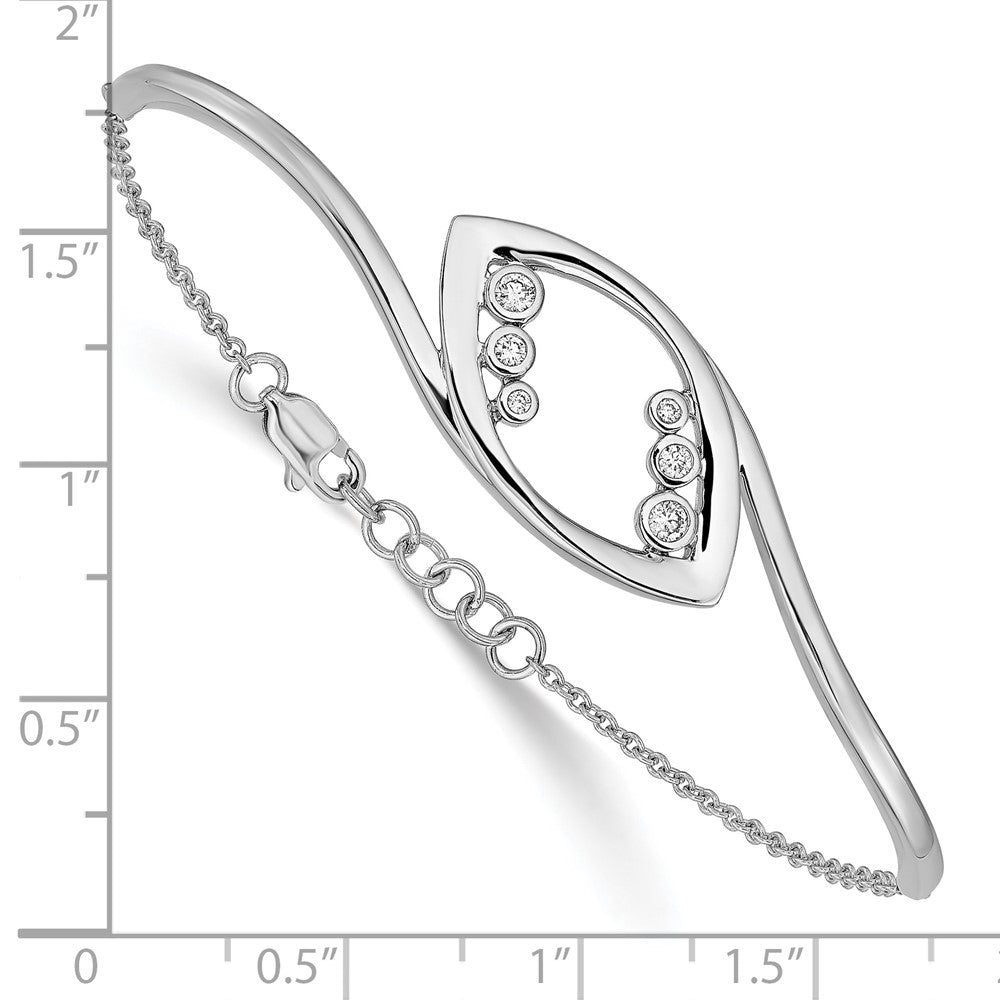 14k White Gold Fancy Round Diamond 7in w/.5in ext Bracelet