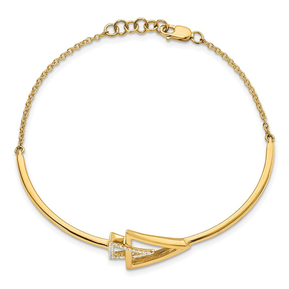 14k Polished Triangle Diamond 7in w/.5in ext Bracelet
