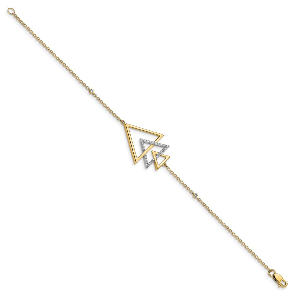 14k Polished Triple Stacked Triangle Diamond 7in Bracelet