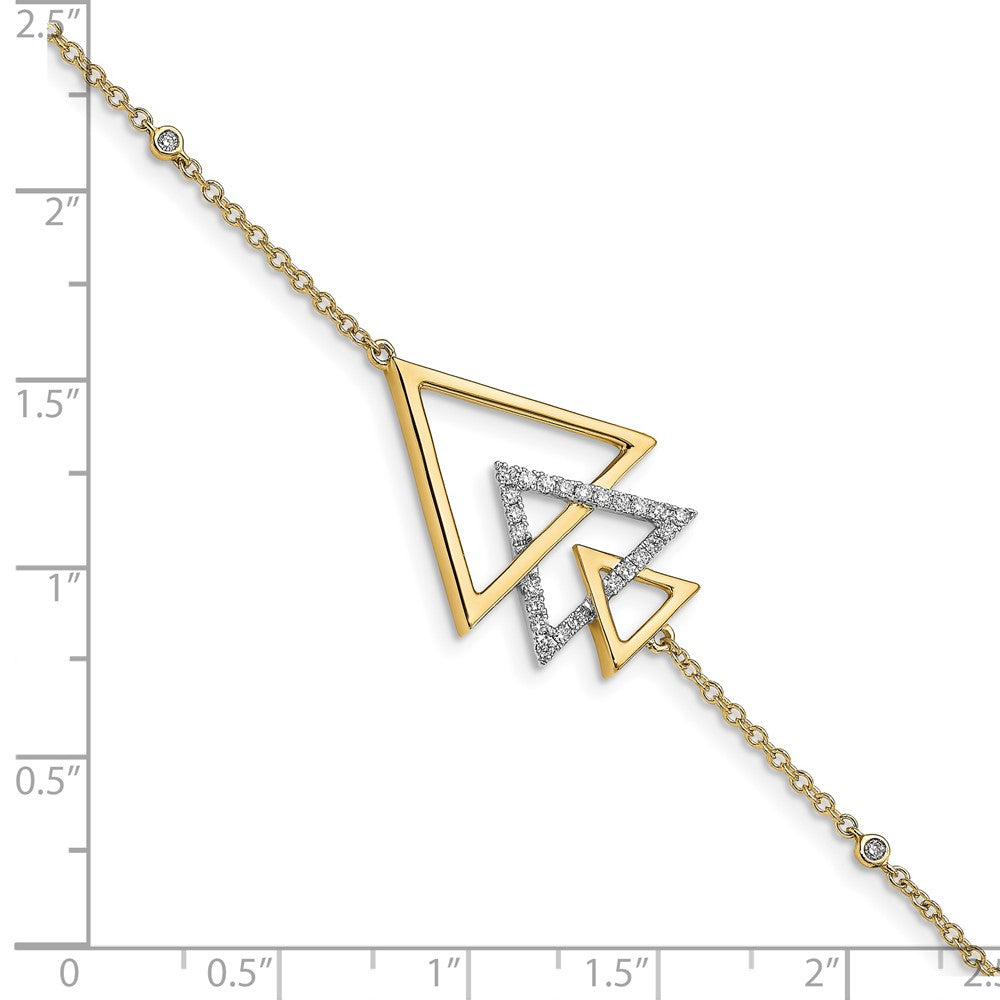 14k Polished Triple Stacked Triangle Diamond 7in Bracelet
