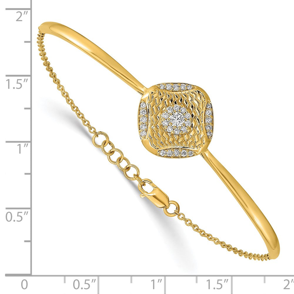 14k Polished Diamond Square Weave Bar 7in w/.5 ext Bracelet