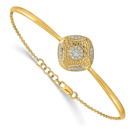 14k Polished Diamond Square Weave Bar 7in w/.5 ext Bracelet