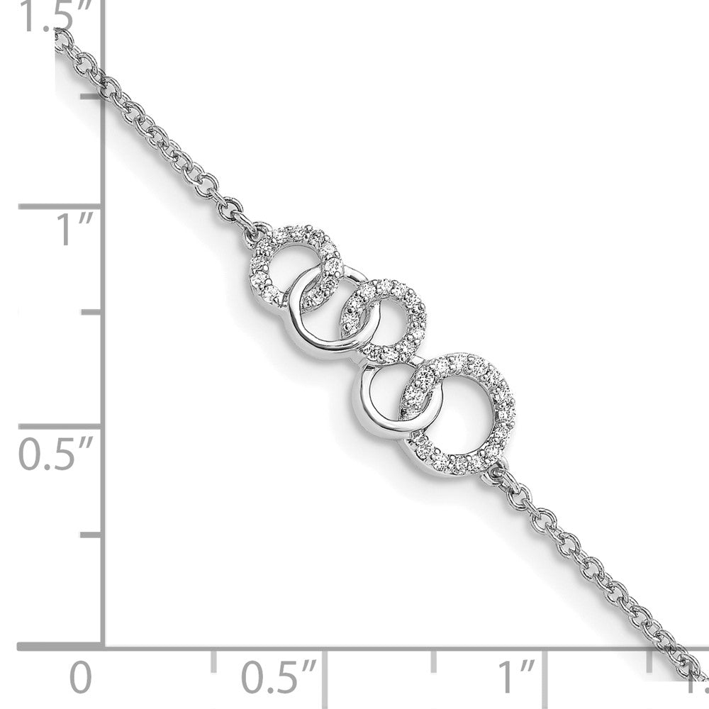 14k White Gold Diamond Circles w/Star Dangle 7in Bracelet