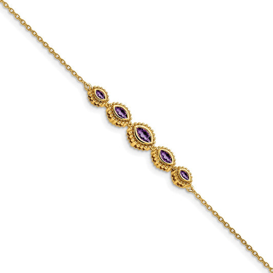 14k Marquise Amethyst Bracelet
