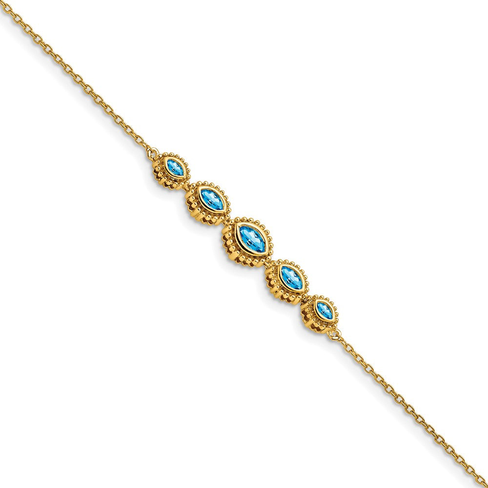 14k Marquise Blue Topaz Bracelet