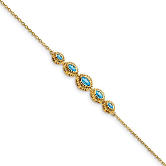 14k Marquise Blue Topaz Bracelet