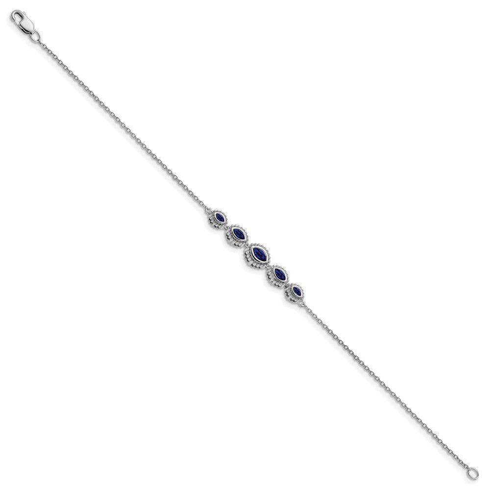 14k White Gold Marquise Sapphire Bracelet