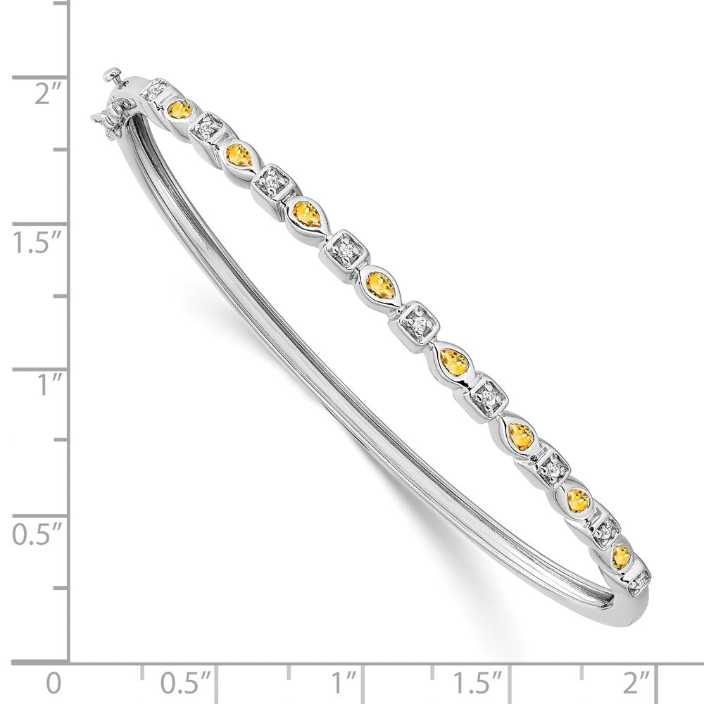 14k White Gold Citrine and Diamond Bangle