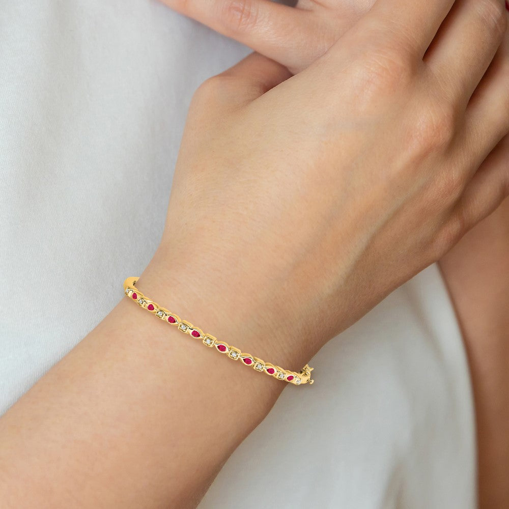 14k Ruby and Diamond Bangle