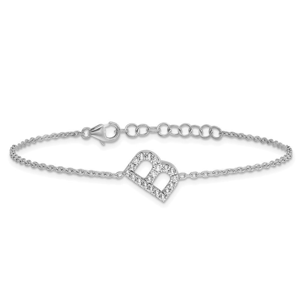 14KW Diamond Sideways Letter B w/ 1in ext. Bracelet