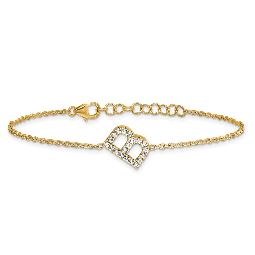 14K Diamond Sideways Letter B w/ 1in ext. Bracelet