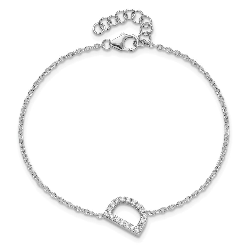 14KW Diamond Sideways Letter D w/ 1in ext. Bracelet