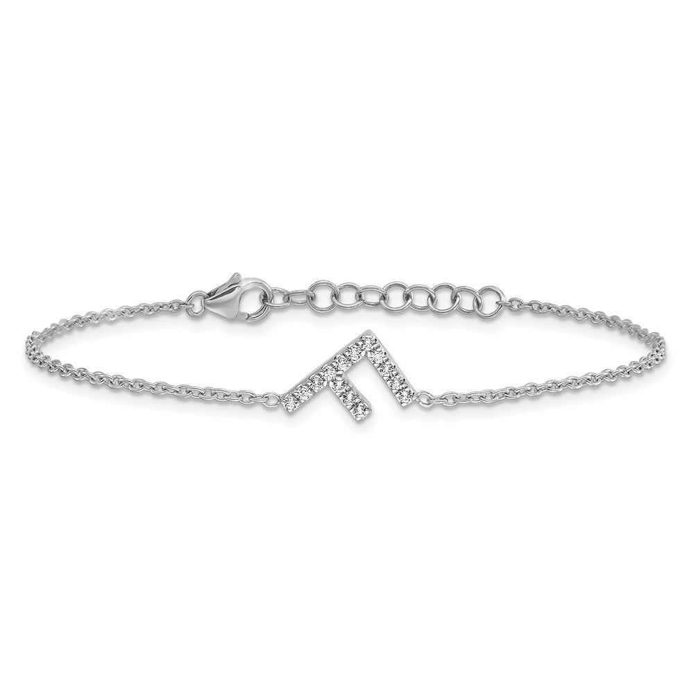 14KW Diamond Sideways Letter F w/ 1in ext. Bracelet