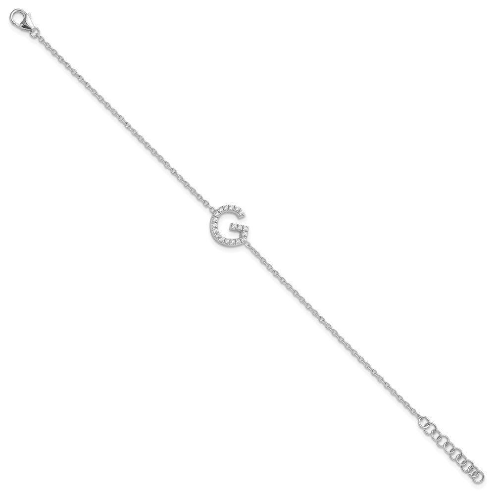 14KW Diamond Sideways Letter G w/ 1in ext. Bracelet