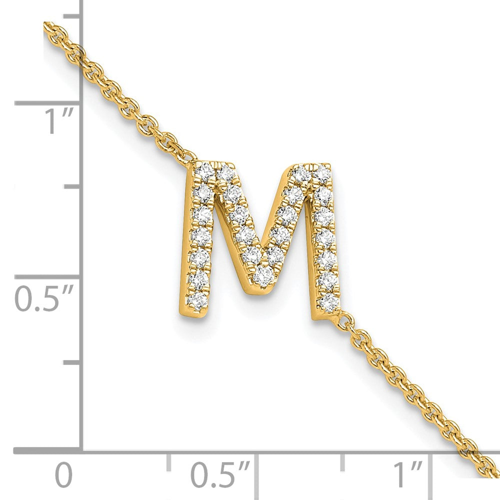 14K Diamond Sideways Letter M w/ 1in ext. Bracelet