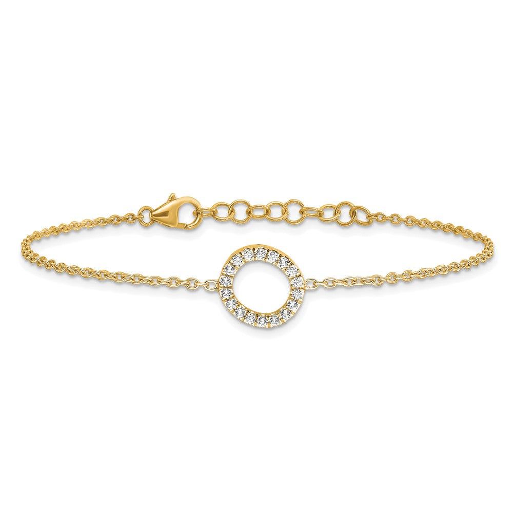 14K Diamond Sideways Letter O w/ 1in ext. Bracelet