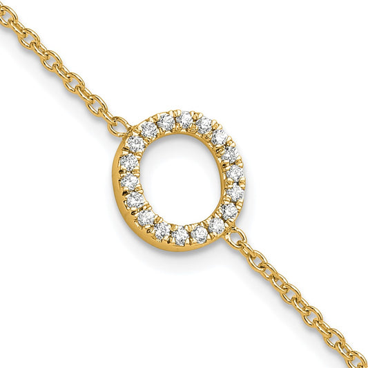 14K Diamond Sideways Letter O w/ 1in ext. Bracelet