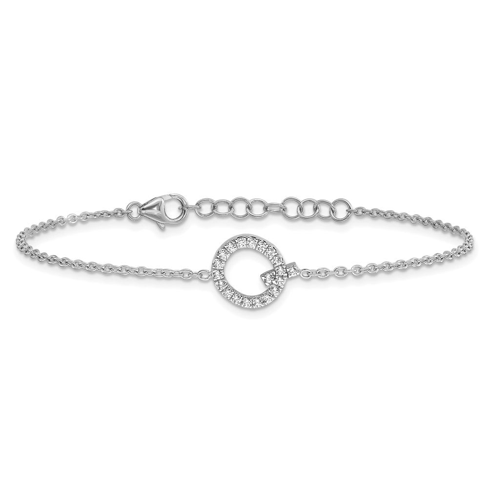 14KW Diamond Sideways Letter Q w/ 1in ext. Bracelet
