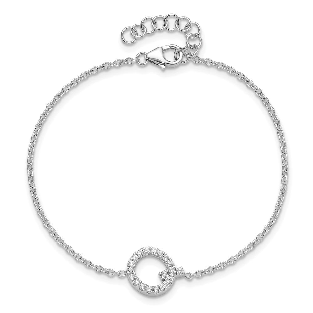 14KW Diamond Sideways Letter Q w/ 1in ext. Bracelet
