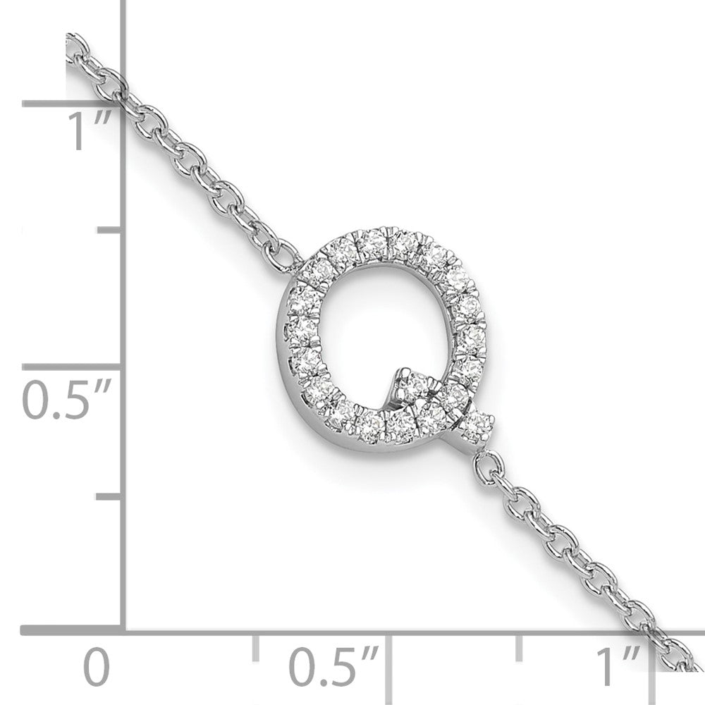 14KW Diamond Sideways Letter Q w/ 1in ext. Bracelet