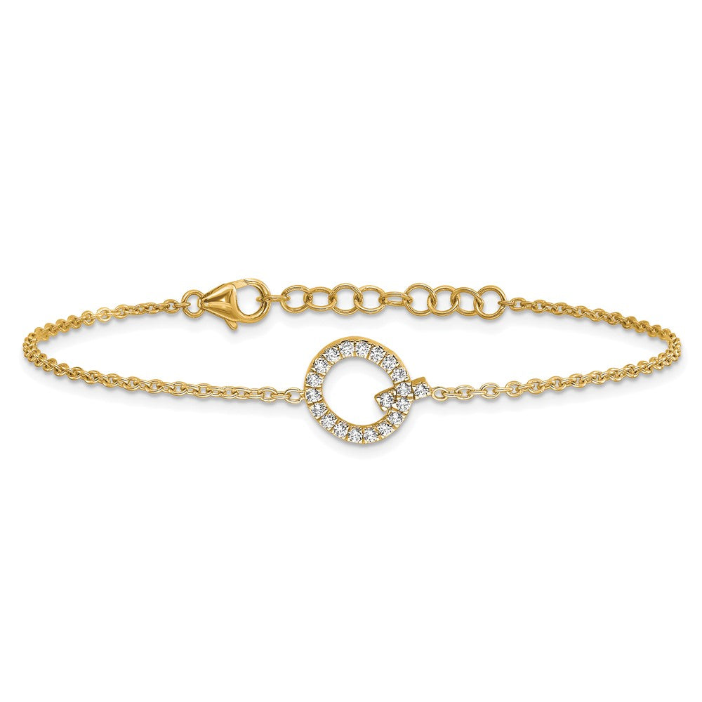 14K Diamond Sideways Letter Q w/ 1in ext. Bracelet