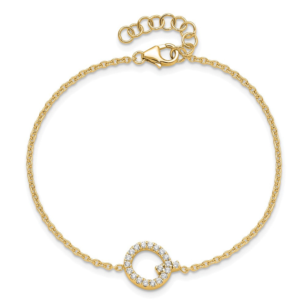 14K Diamond Sideways Letter Q w/ 1in ext. Bracelet