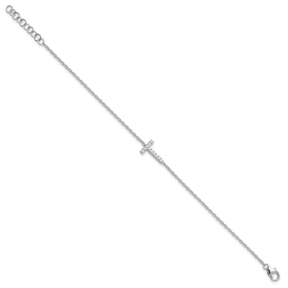 14KW Diamond Sideways Letter T w/ 1in ext. Bracelet