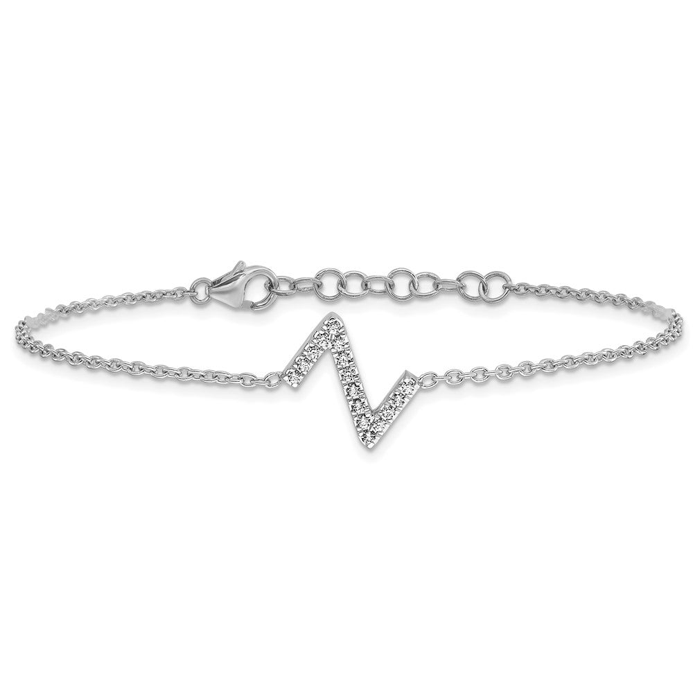 14KW Diamond Sideways Letter Z w/ 1in ext. Bracelet