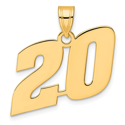 14k Polished Block Number 20 Pendant