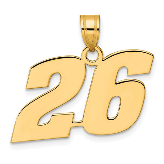 14k Polished Block Number 26 Pendant