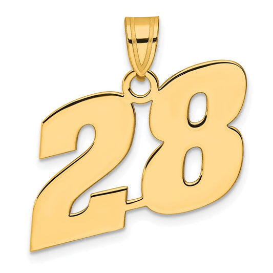 14k Polished Block Number 28 Pendant